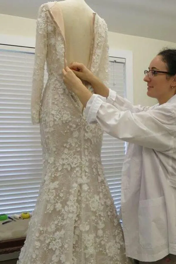 Roycebridal Sparkly Romantic Lace Mermaid Bateau Long Sleeves Wedding Dresses, MW544