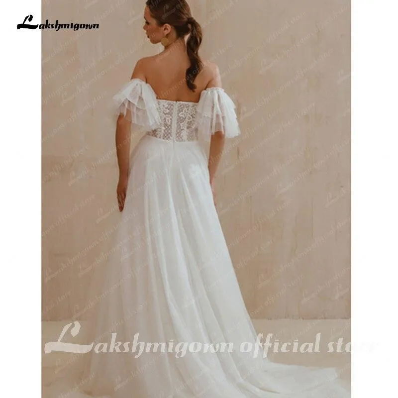 Roycebridal Sweetheart Neck Wedding Dress with short sleeves