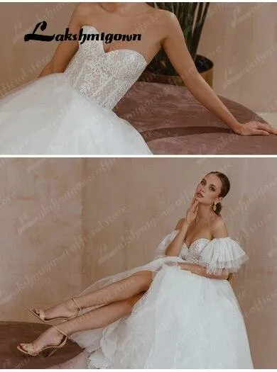 Roycebridal Sweetheart Neck Wedding Dress with short sleeves