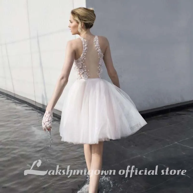Roycebridal Tulle Short Wedding Dresses Sleeveless