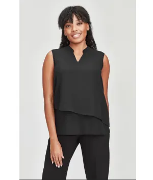 Seville Womens Sleeveless Layered Blouse