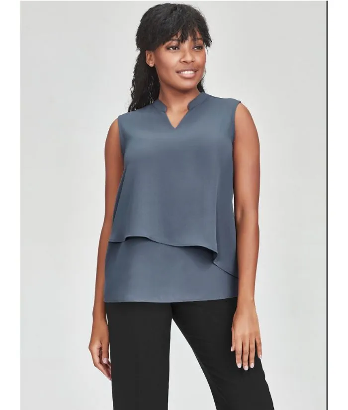 Seville Womens Sleeveless Layered Blouse