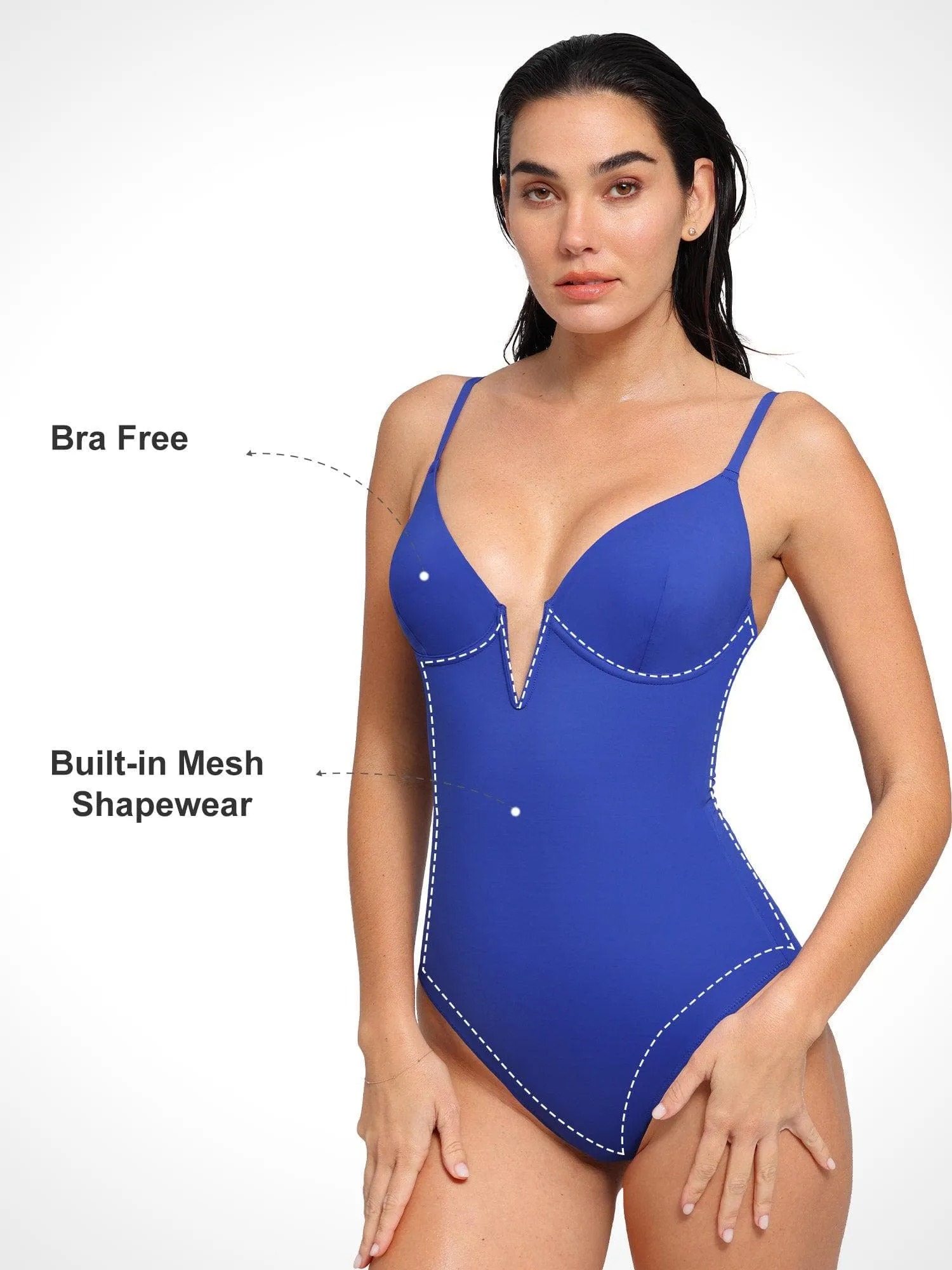 Shapewear Deep V-Neck Slimming One-Piece Swimsuit