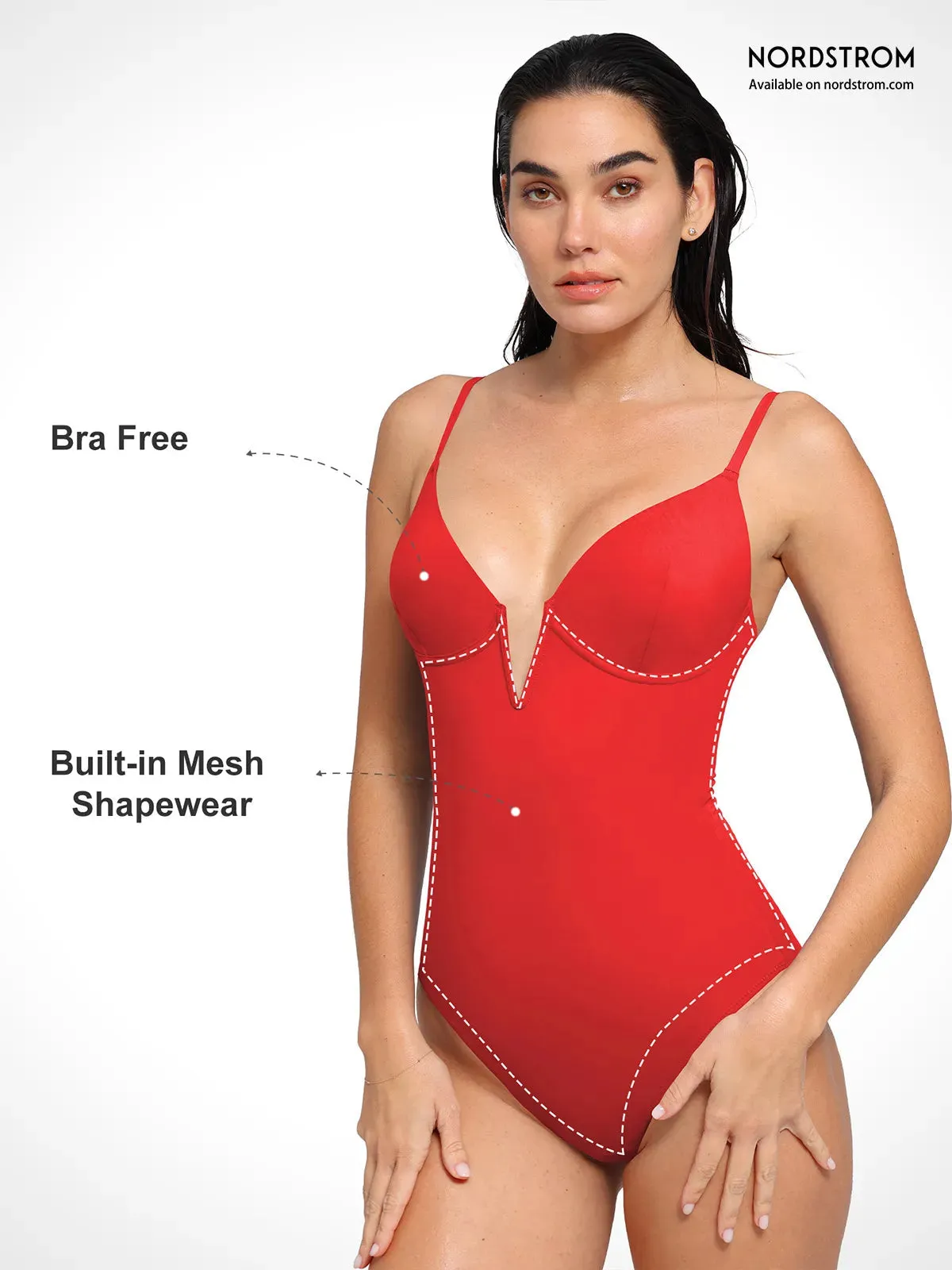Shapewear Deep V-Neck Slimming One-Piece Swimsuit