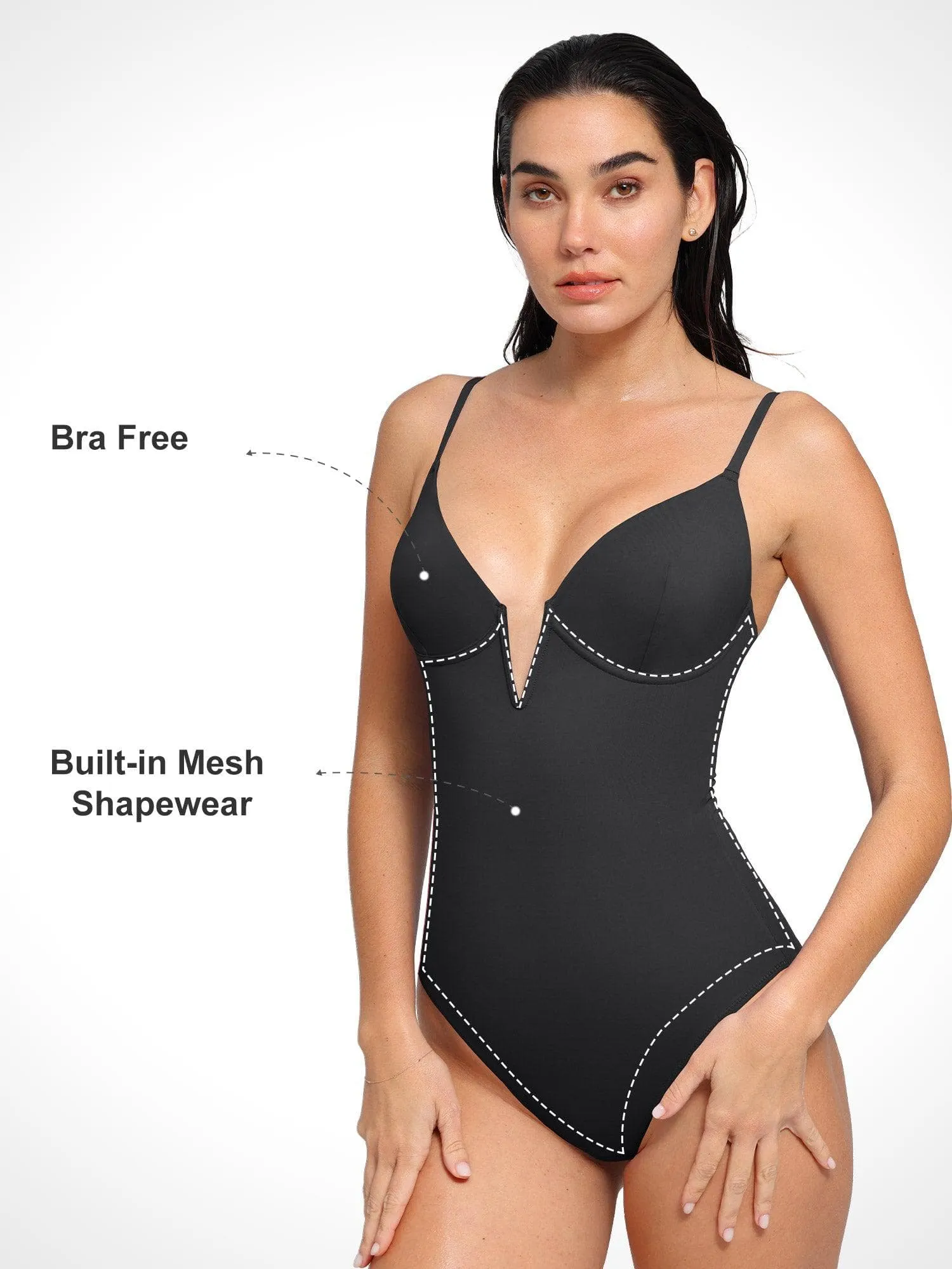 Shapewear Deep V-Neck Slimming One-Piece Swimsuit
