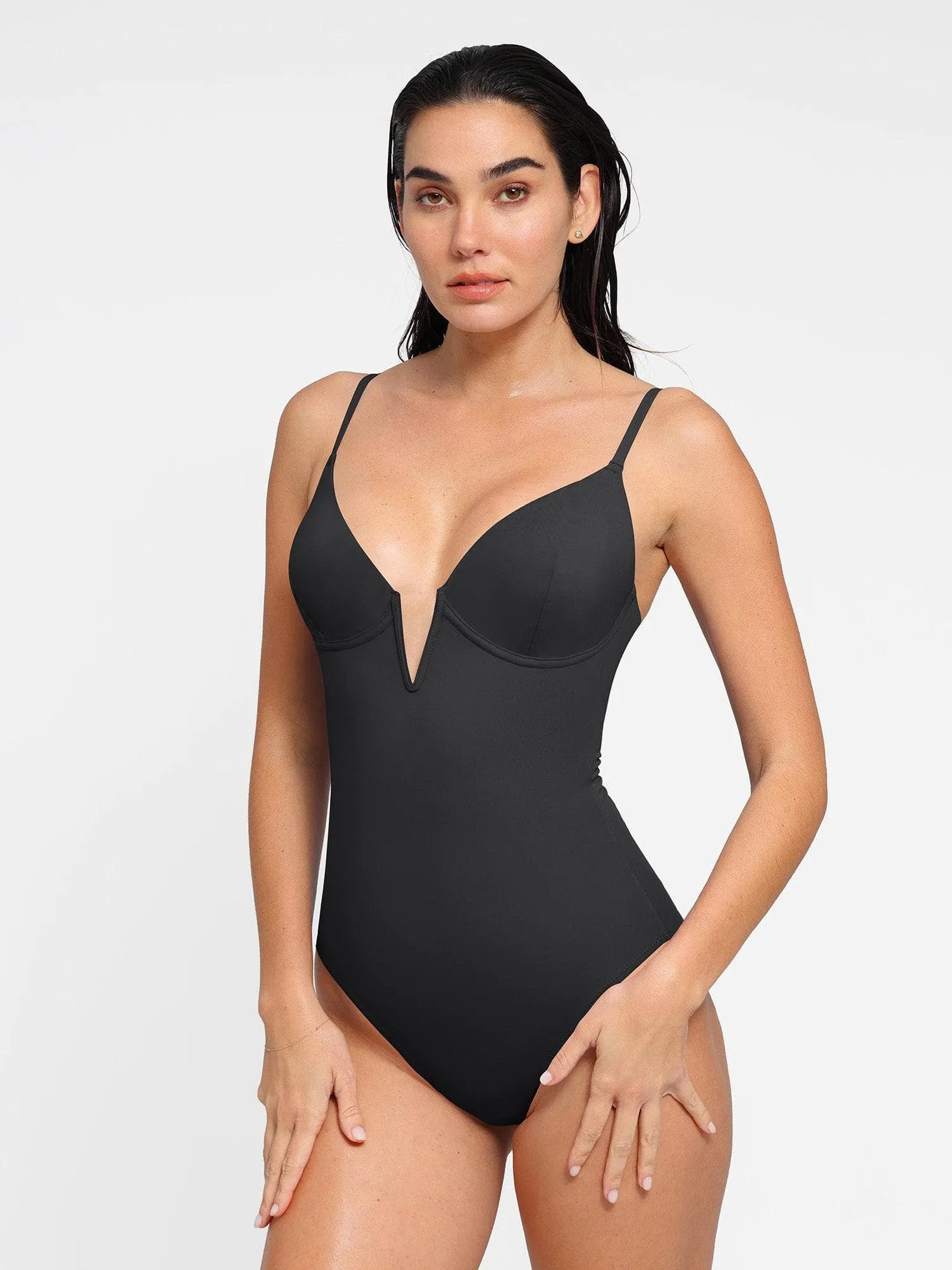 Shapewear Deep V-Neck Slimming One-Piece Swimsuit