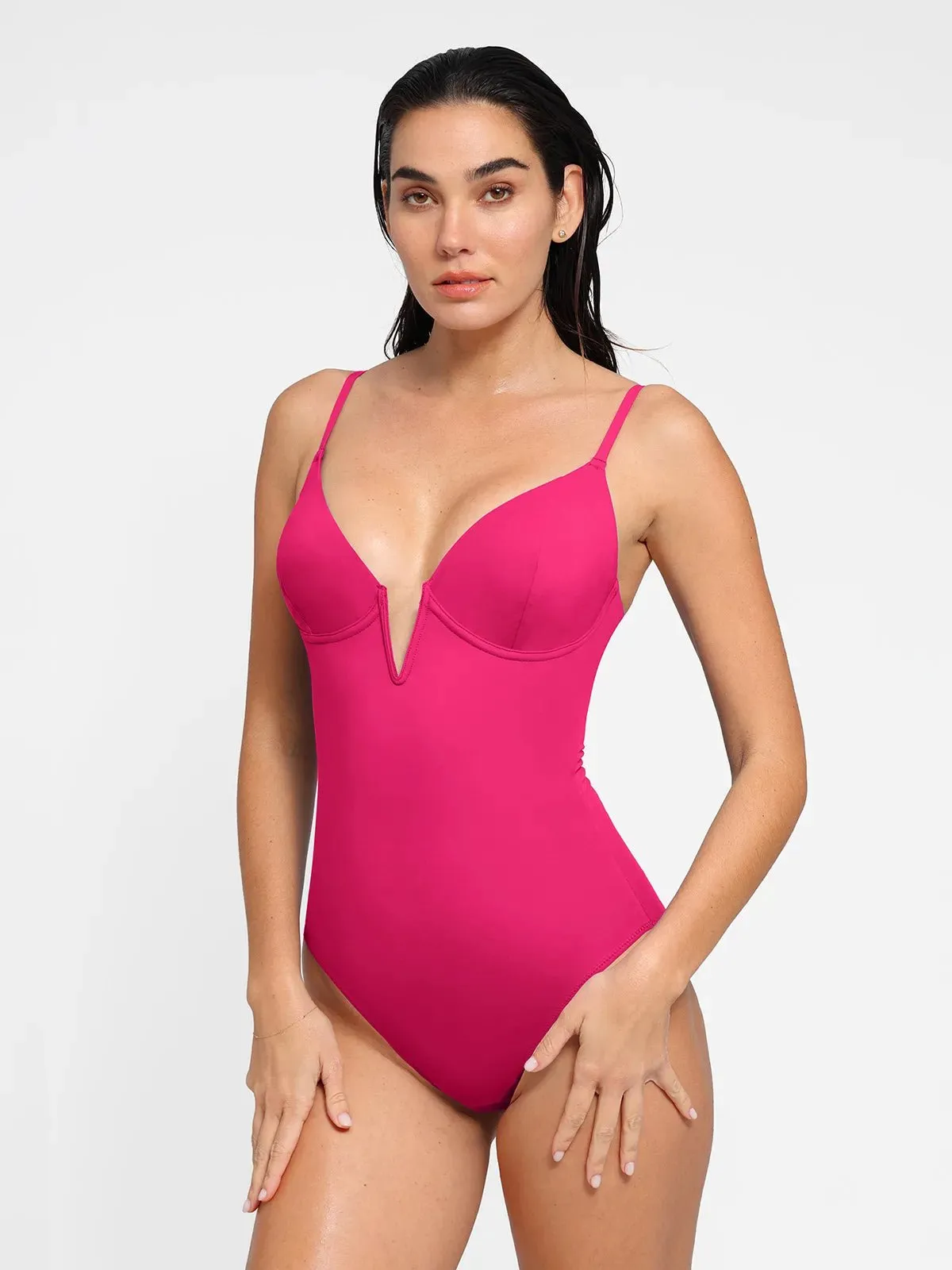 Shapewear Deep V-Neck Slimming One-Piece Swimsuit