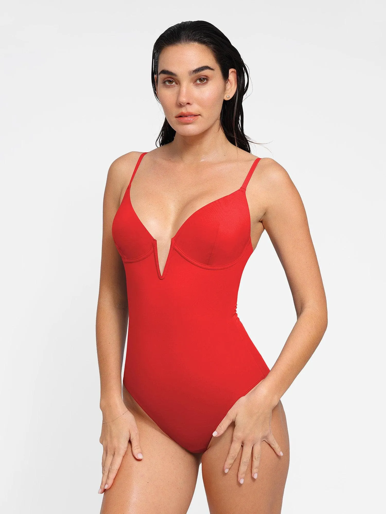 Shapewear Deep V-Neck Slimming One-Piece Swimsuit