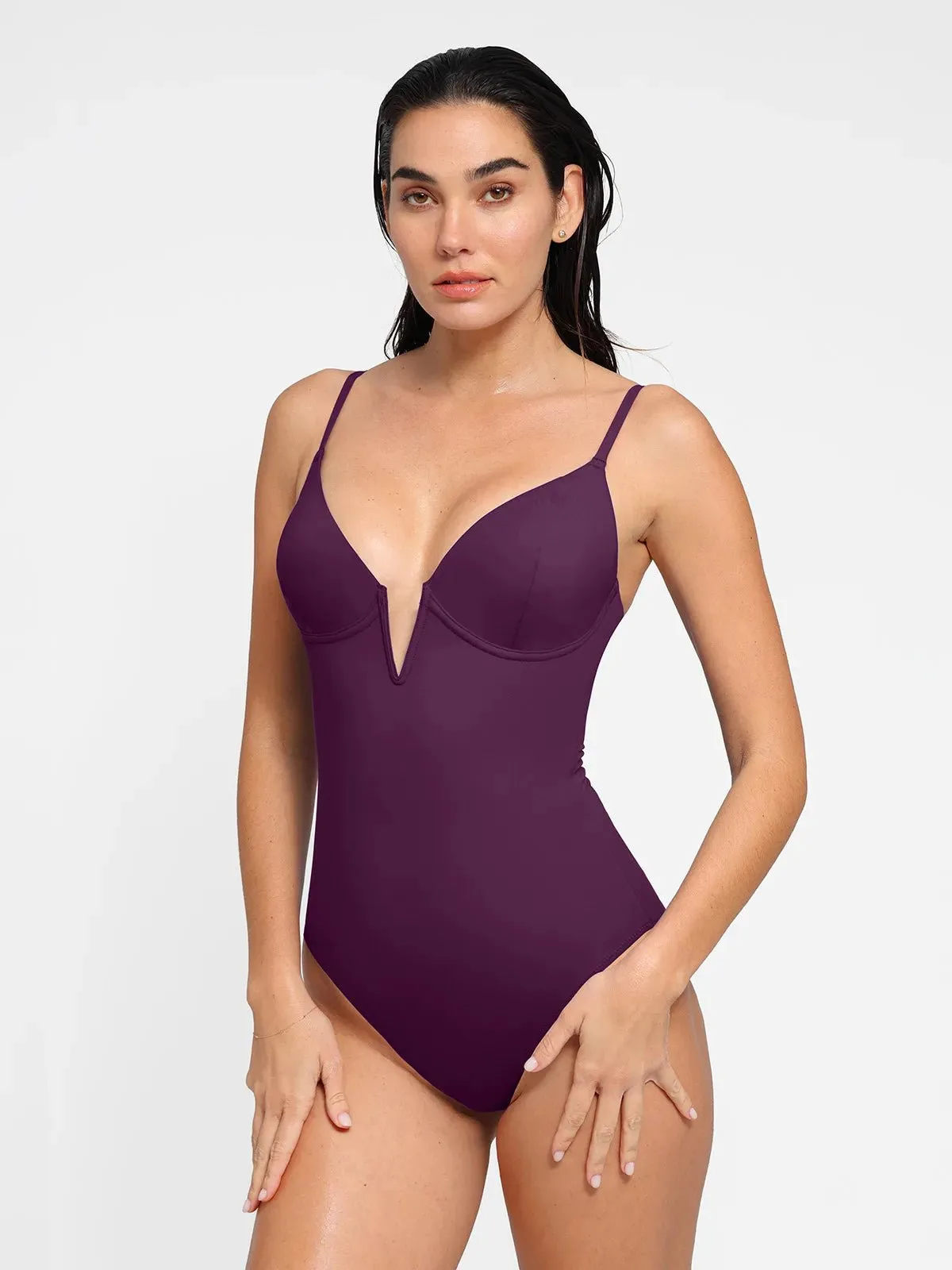 Shapewear Deep V-Neck Slimming One-Piece Swimsuit