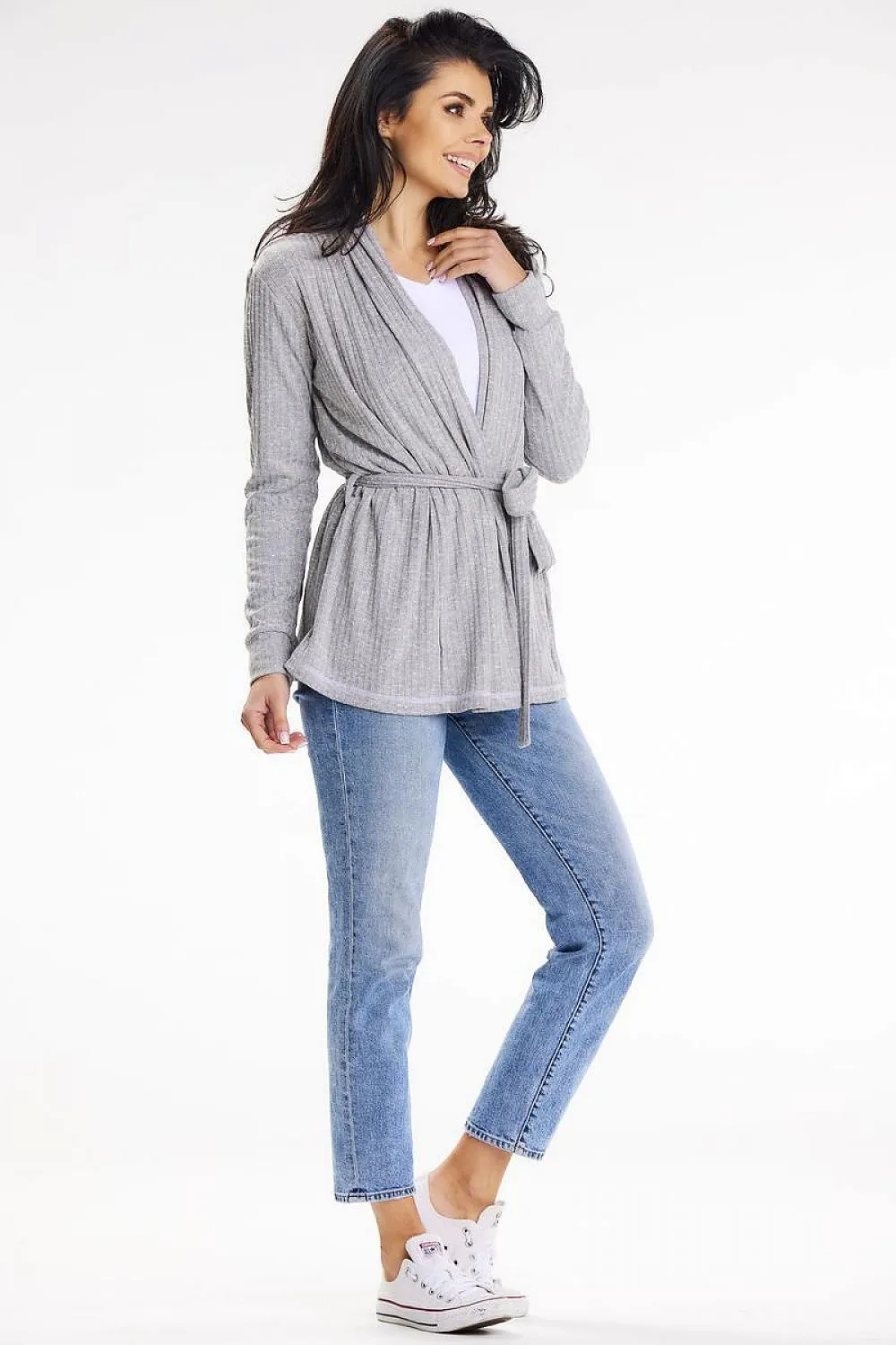 Shawl Collar Belted Cardigan