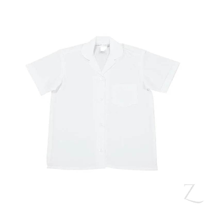Shortsleeve Peter pan collar Blouse - White