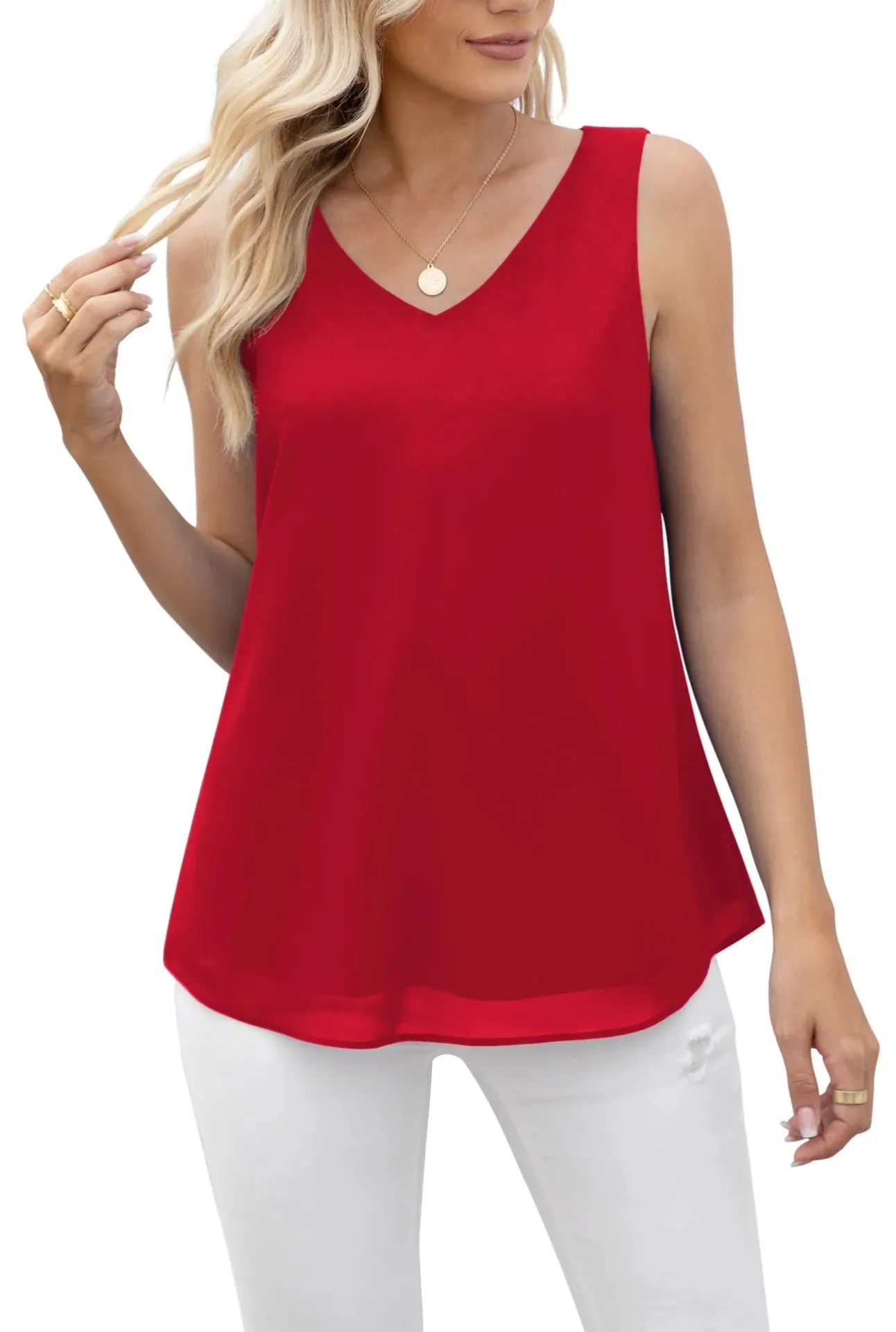 Sleeveless Chiffon Blouse Tank