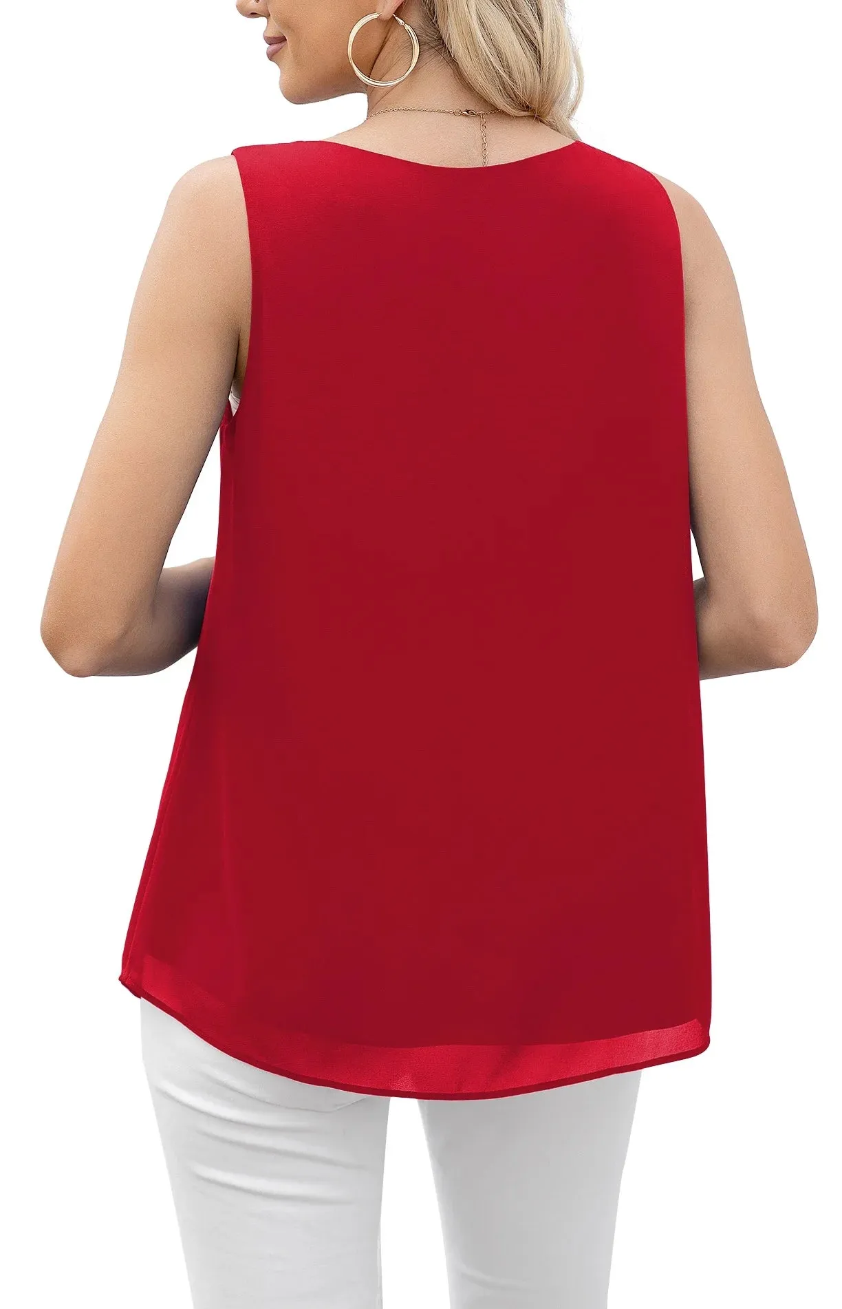 Sleeveless Chiffon Blouse Tank