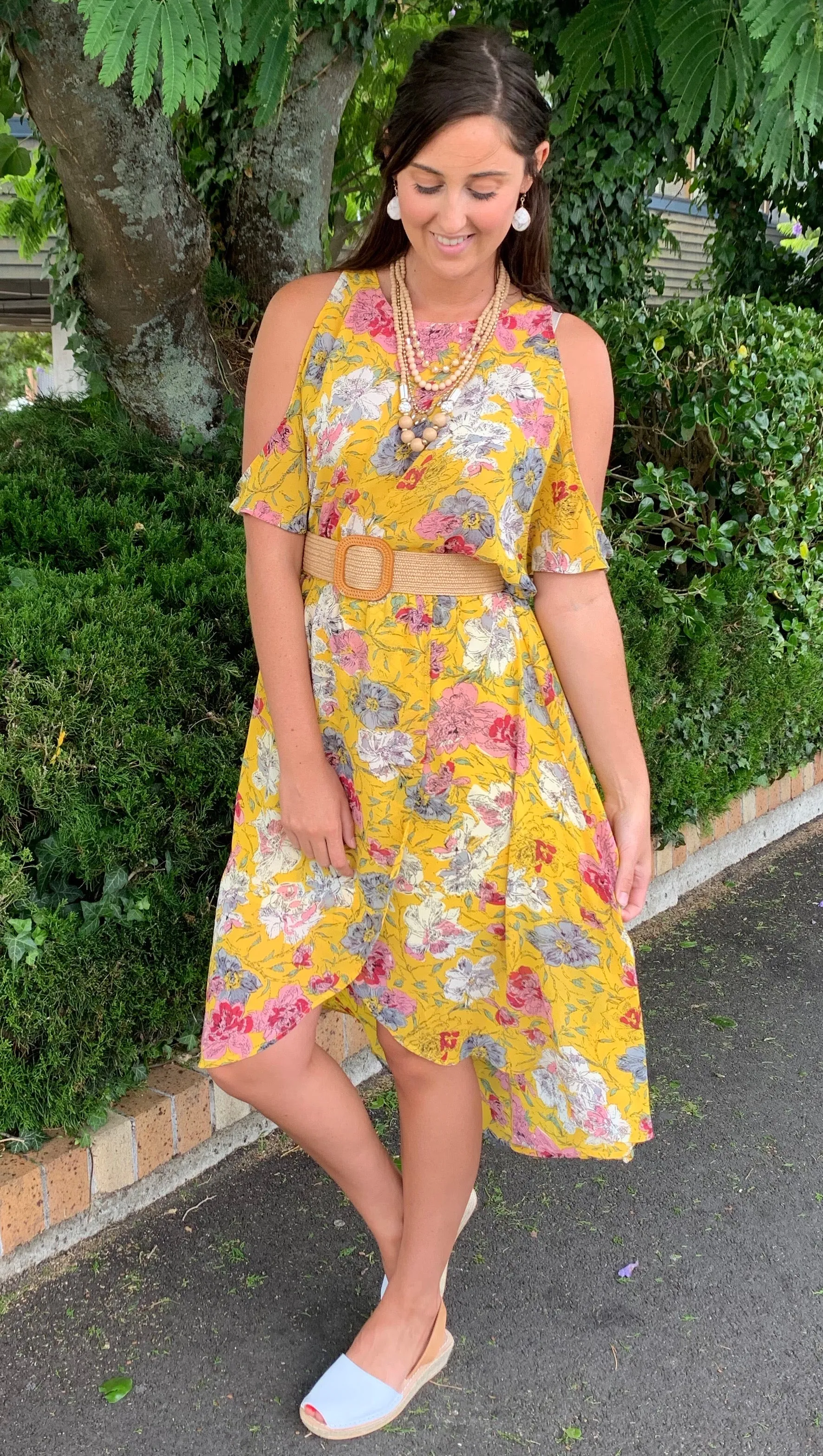 SoCal Cold Shoulder Dress  SUNSHINE