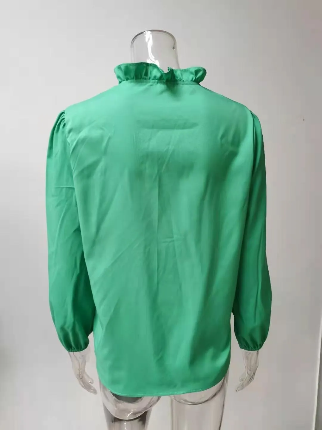 Solid Color Ruffled Blouses Tops & Shirts for Women