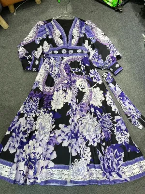Spring Printing V-neck Dress