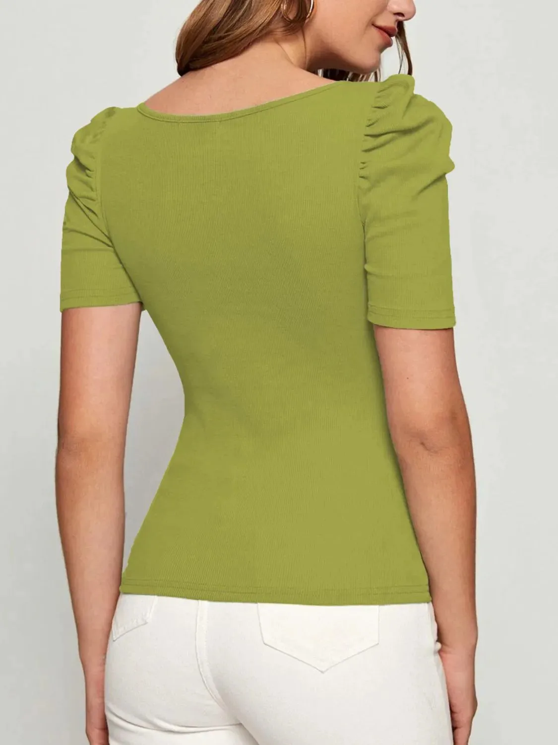 Square Neck Short Sleeve T-Shirt S-XL