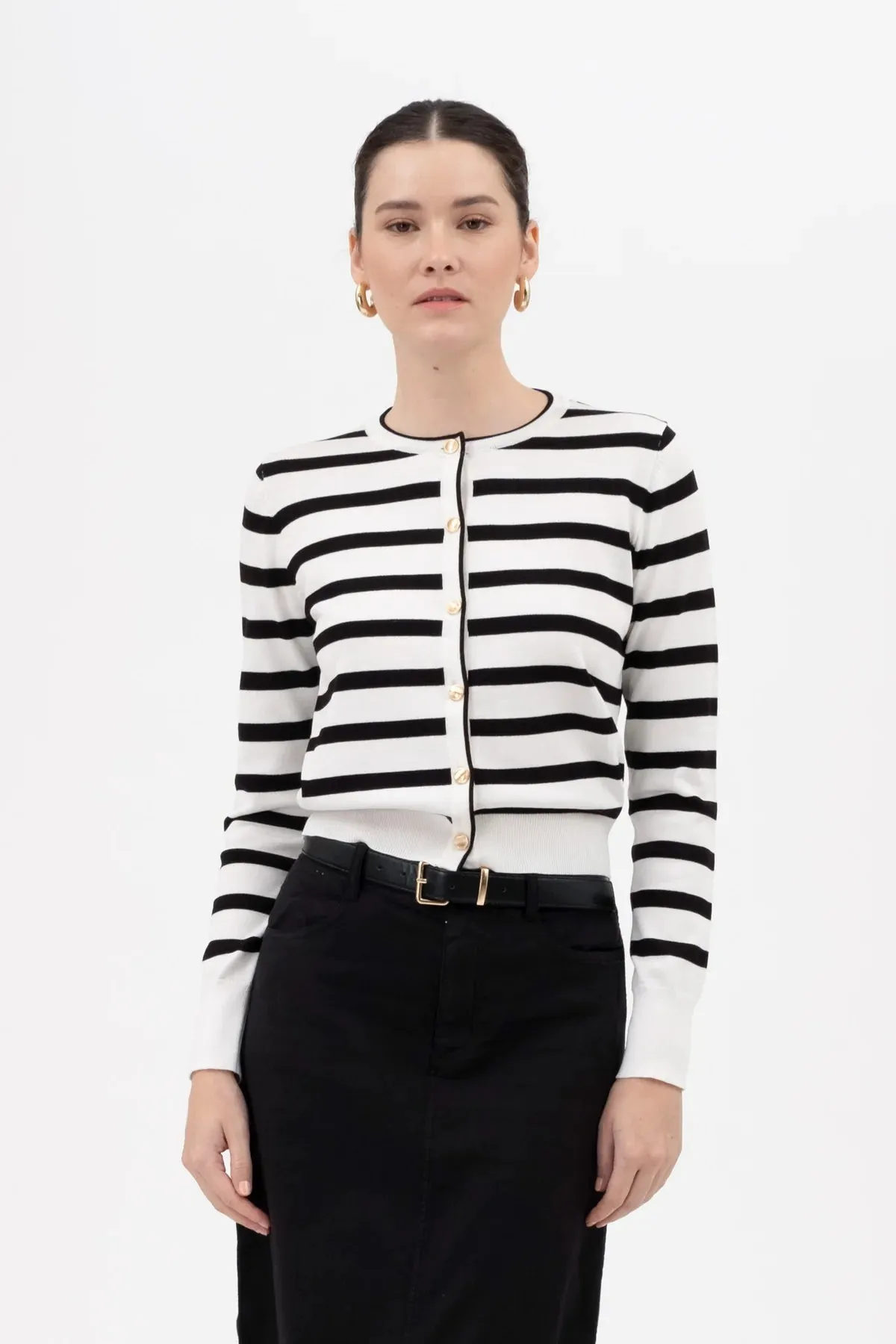 Striped Button Down Cardigan