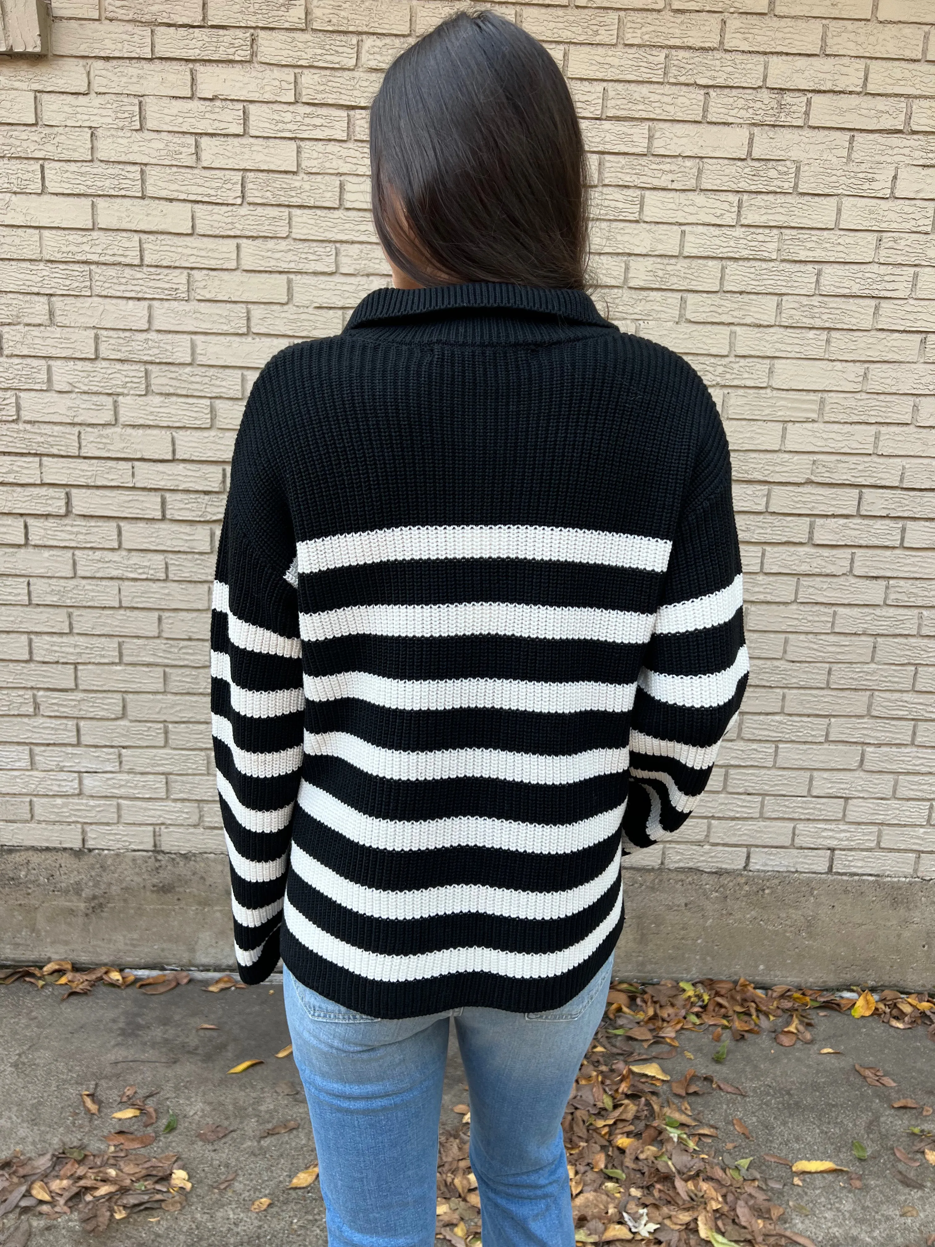 Striped Half-Zip Sweater
