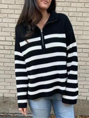 Striped Half-Zip Sweater