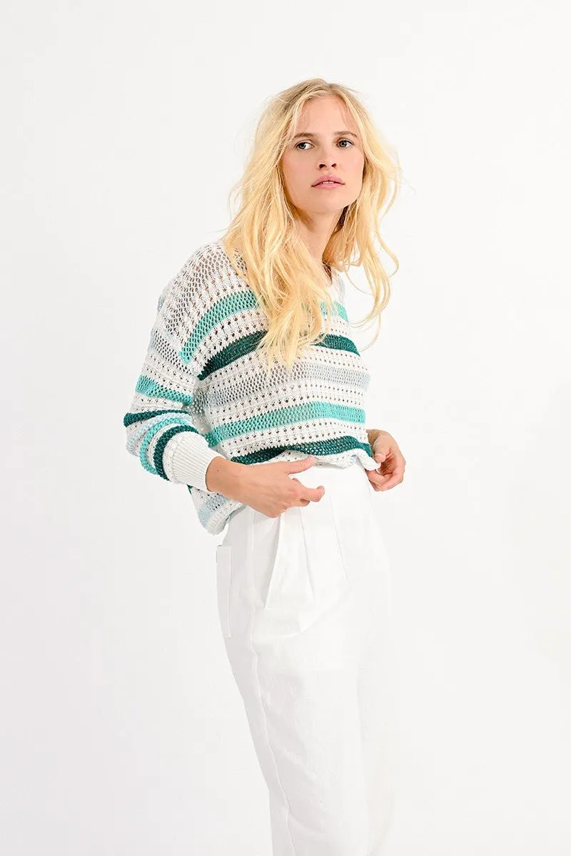 STRIPED OPENWORK JUMPER