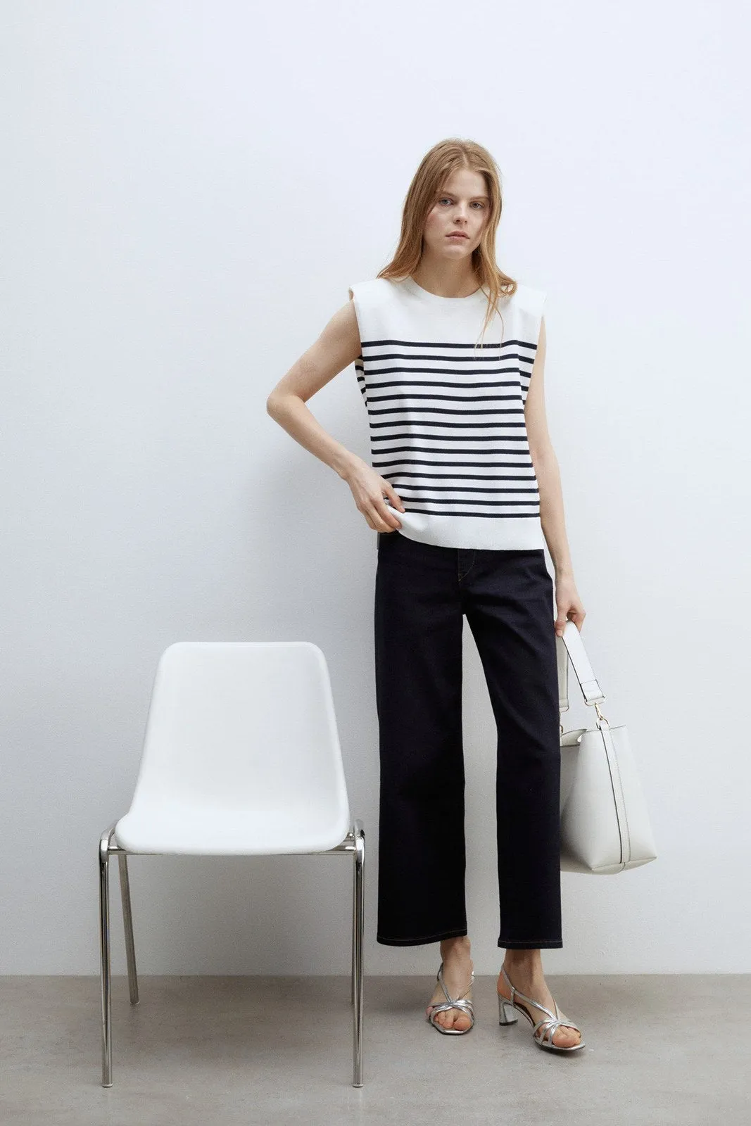 Stripes sleeveless top - White