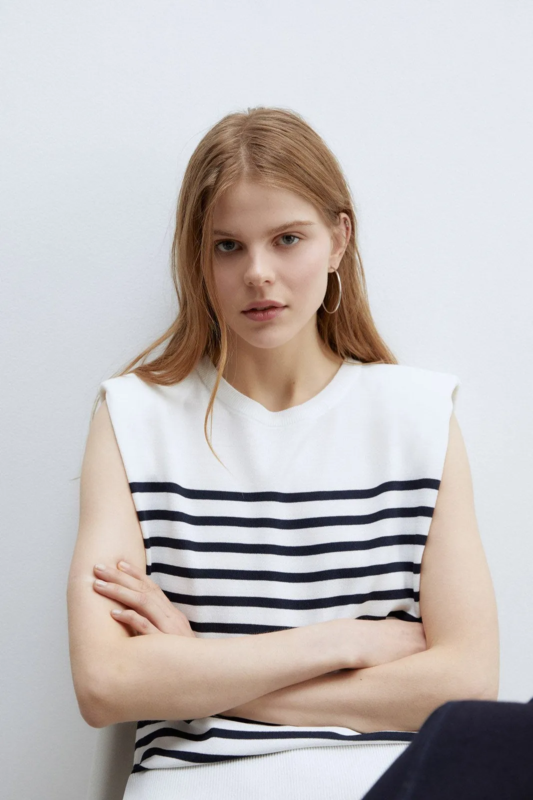 Stripes sleeveless top - White