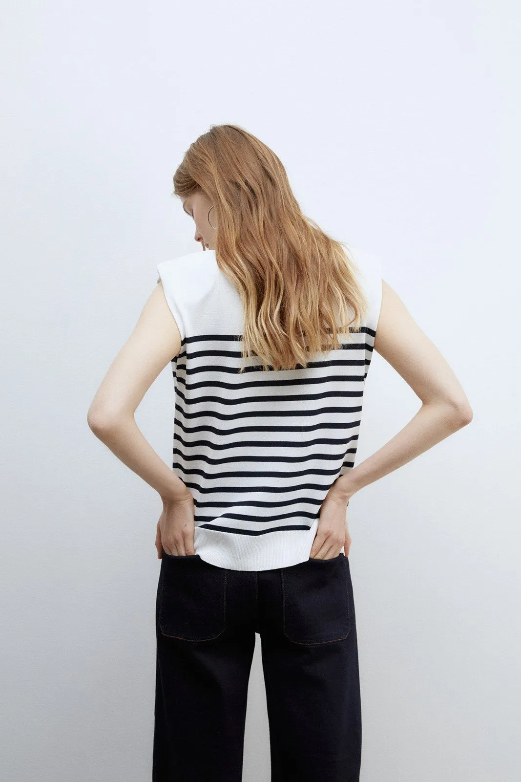 Stripes sleeveless top - White