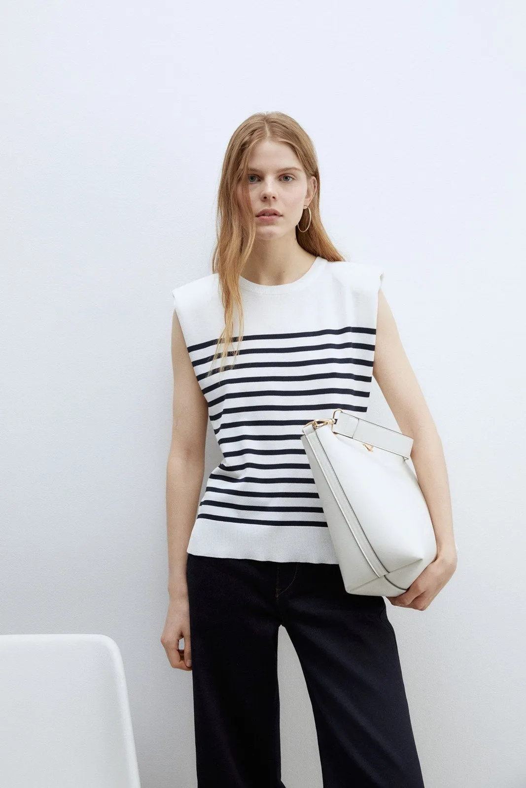 Stripes sleeveless top - White