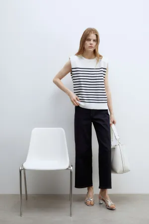 Stripes sleeveless top - White
