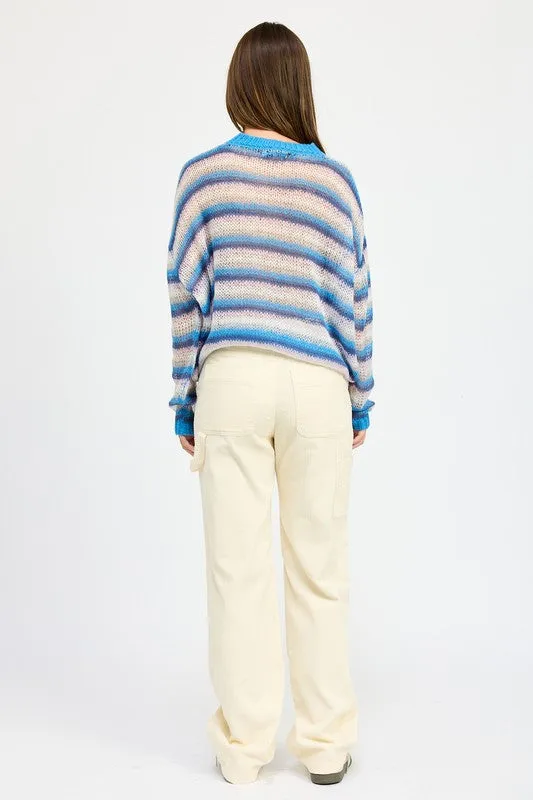 STRIPPED CROCHET SWEATER TOP