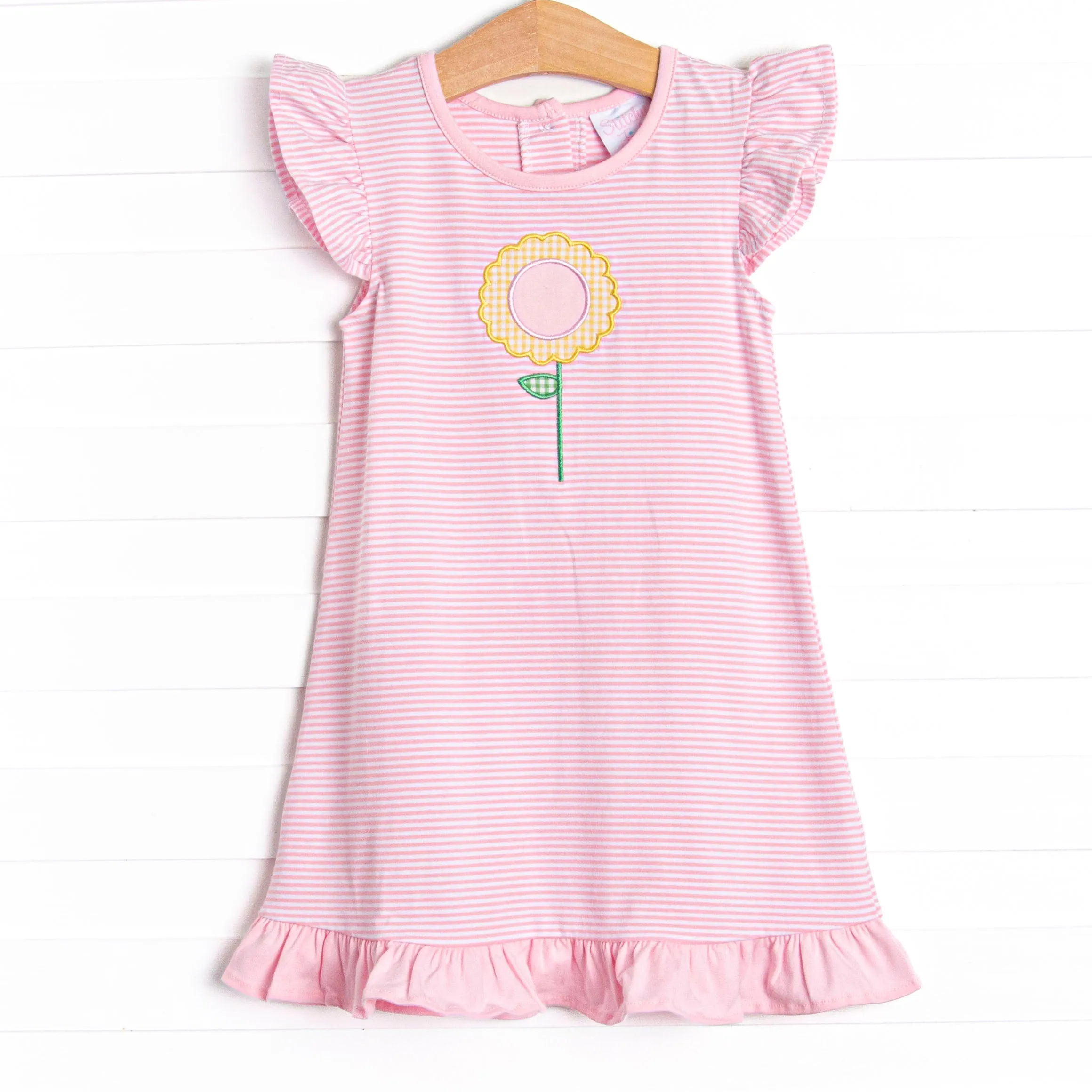 Sunflower Summer Applique Dress, Pink