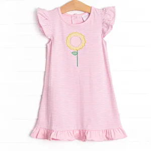 Sunflower Summer Applique Dress, Pink