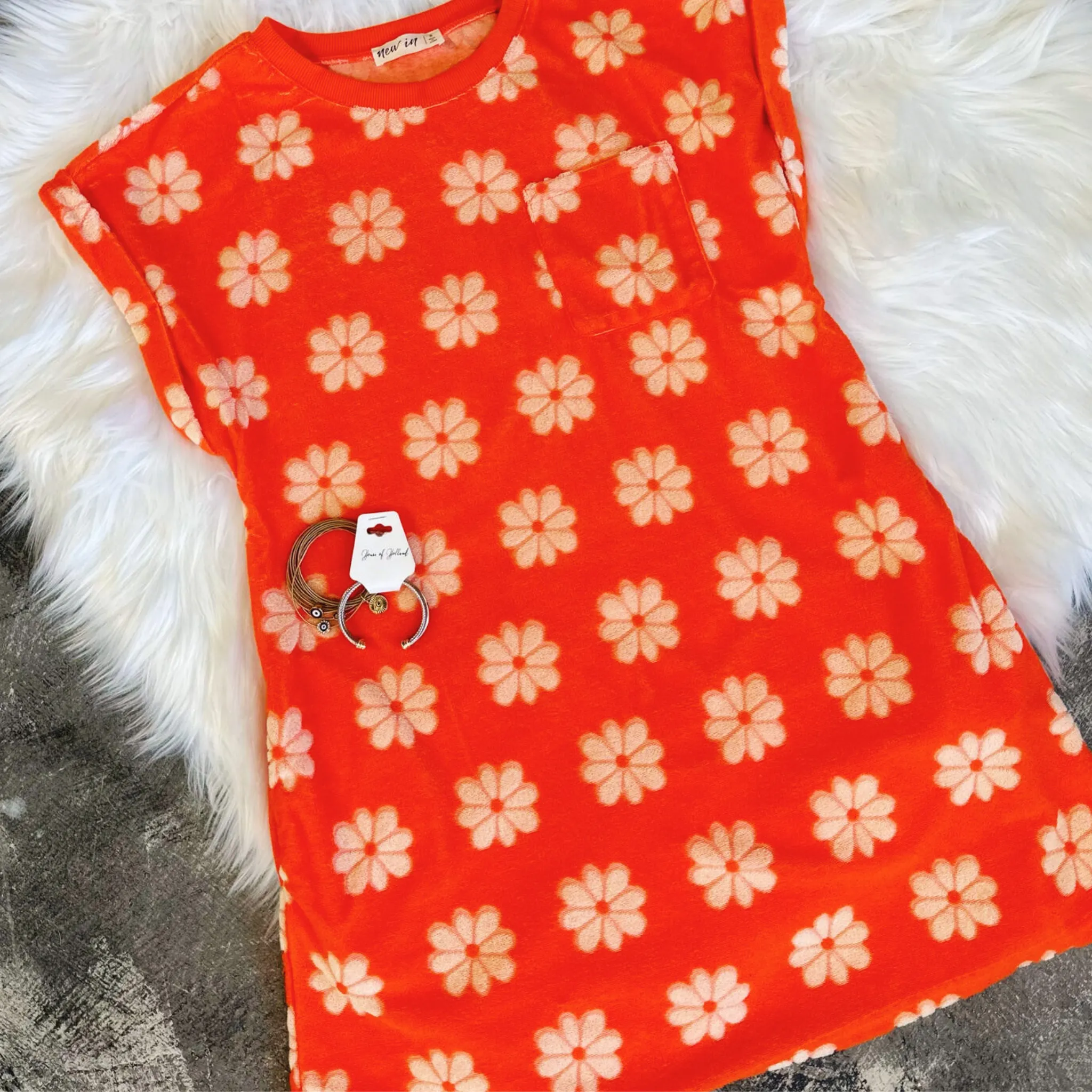 Sunshine & Flowers Mini Dress - Orange