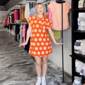 Sunshine & Flowers Mini Dress - Orange