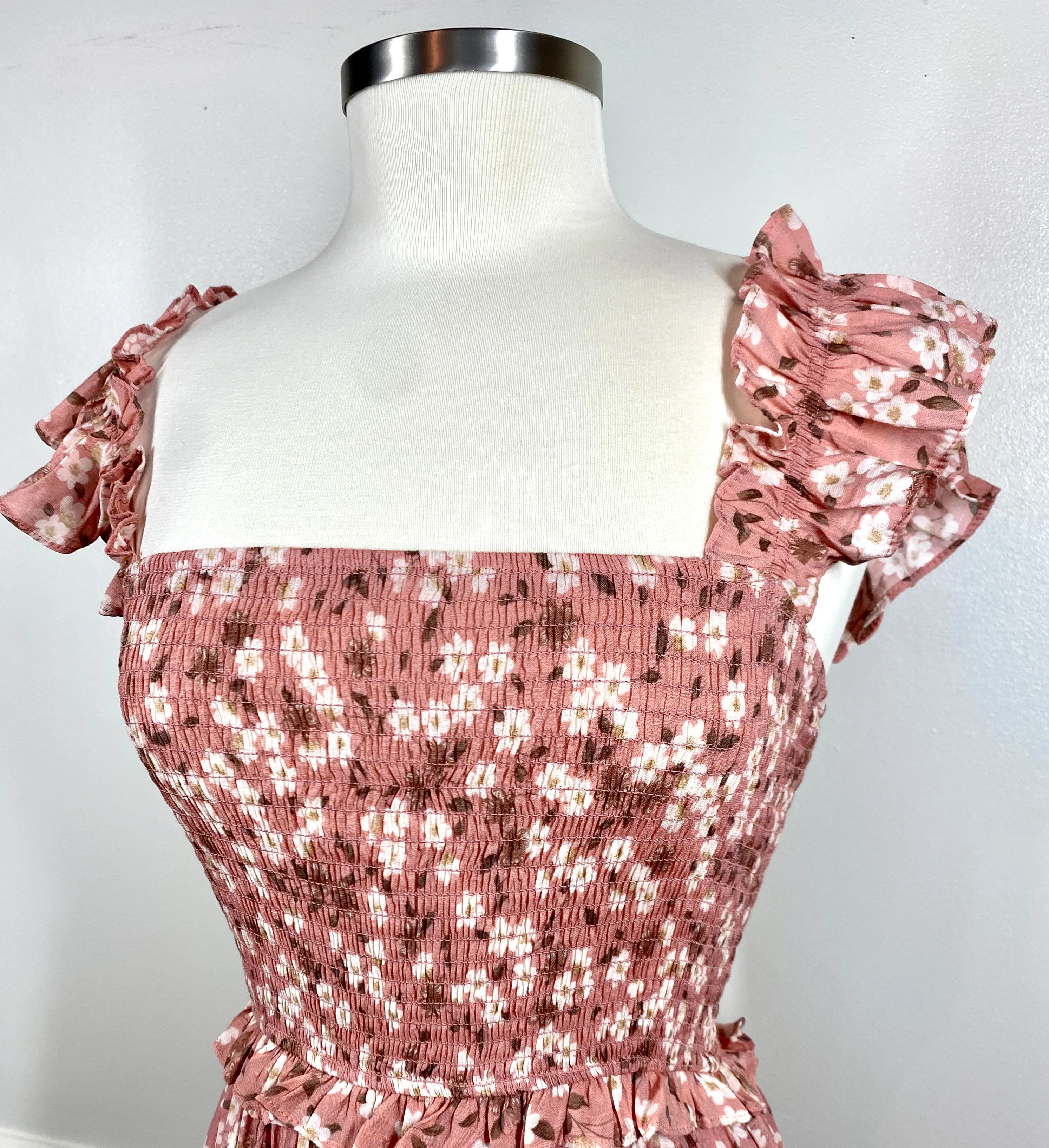 Sunshine And Happiness Smocked Floral Midi Dress