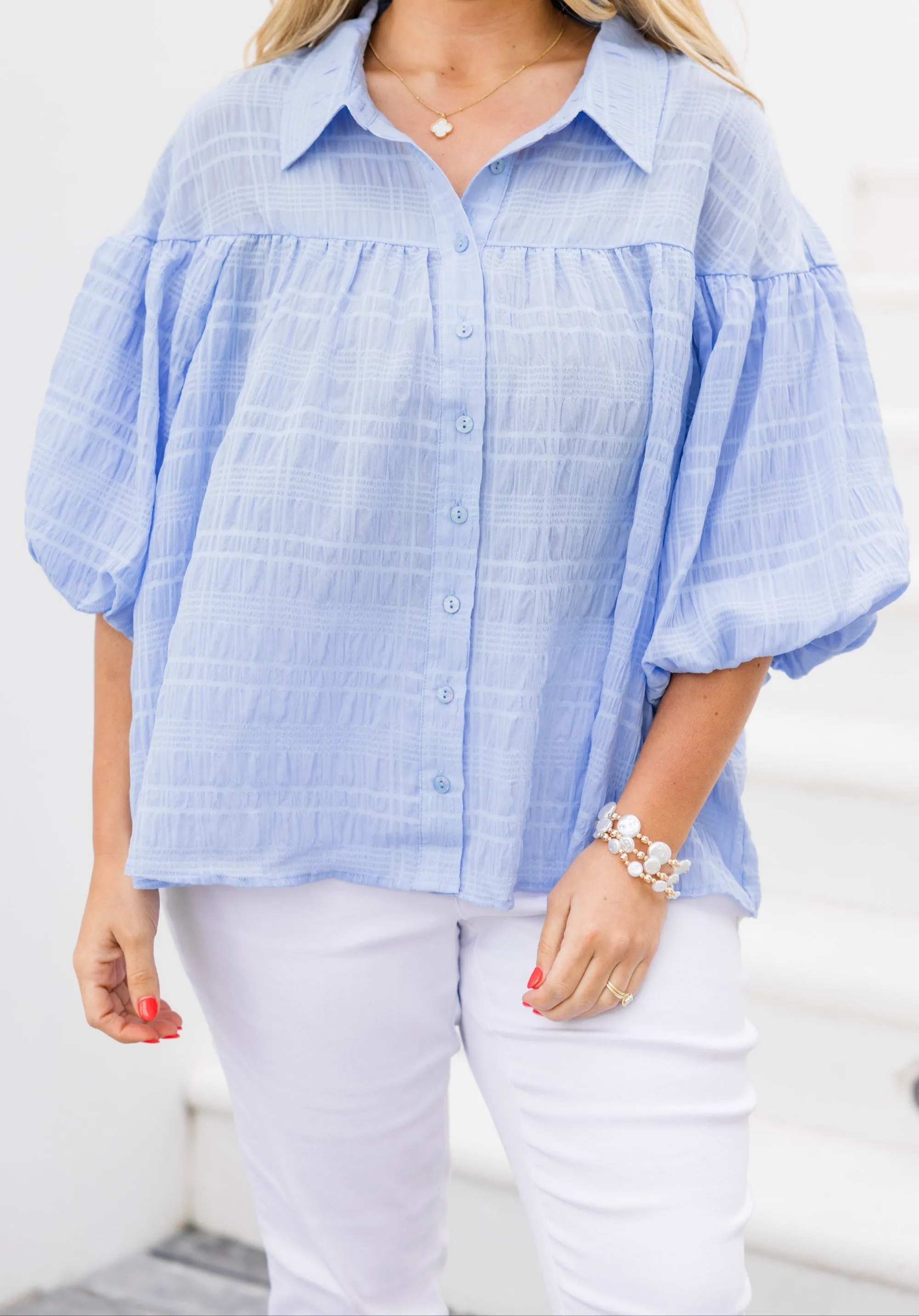 Sunshine Bliss Top, Light Blue