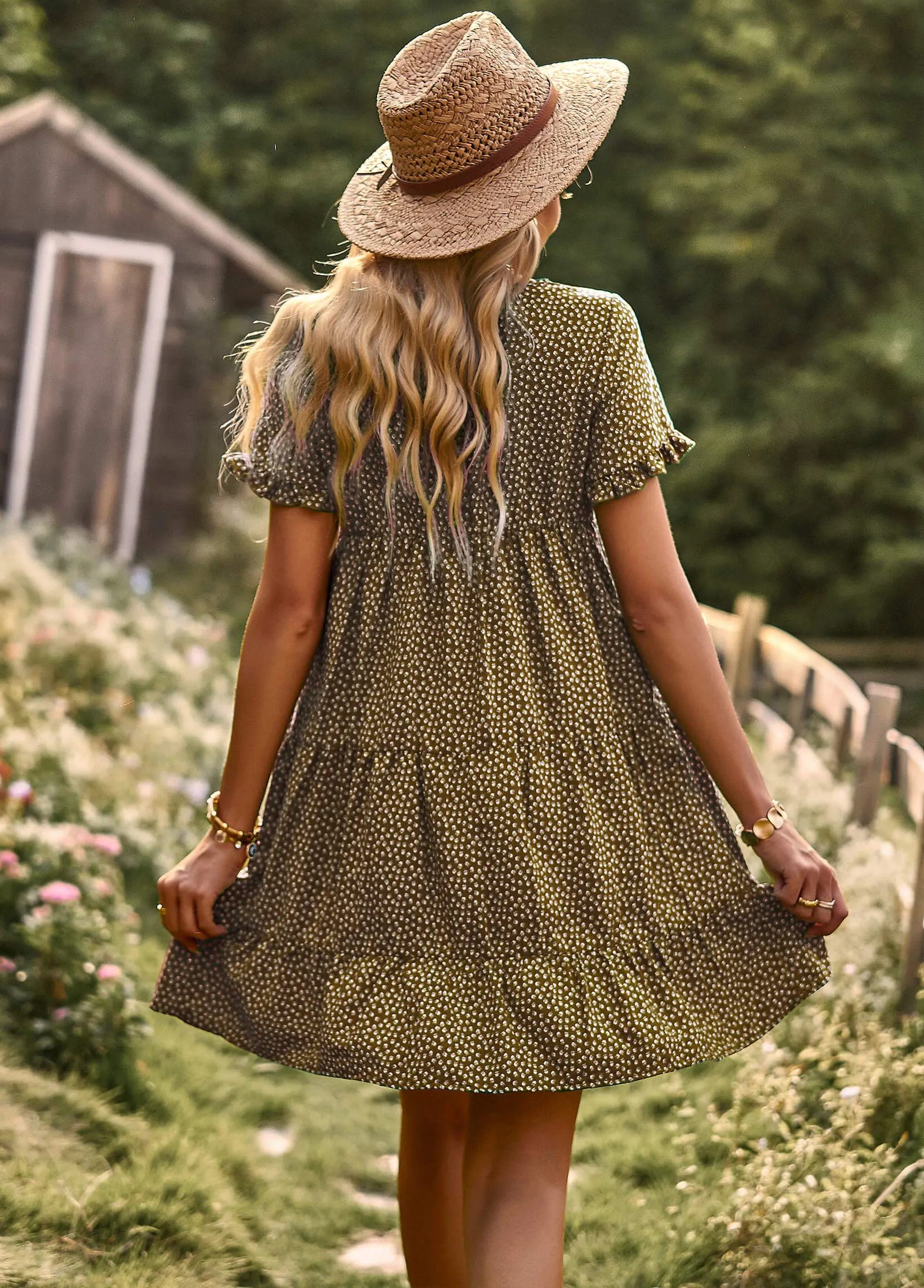 Sunshine Spot Mini Dress - Brown