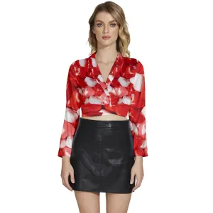 Sweet Hearts Long Sleeve Tie Back Satin Wrap Top