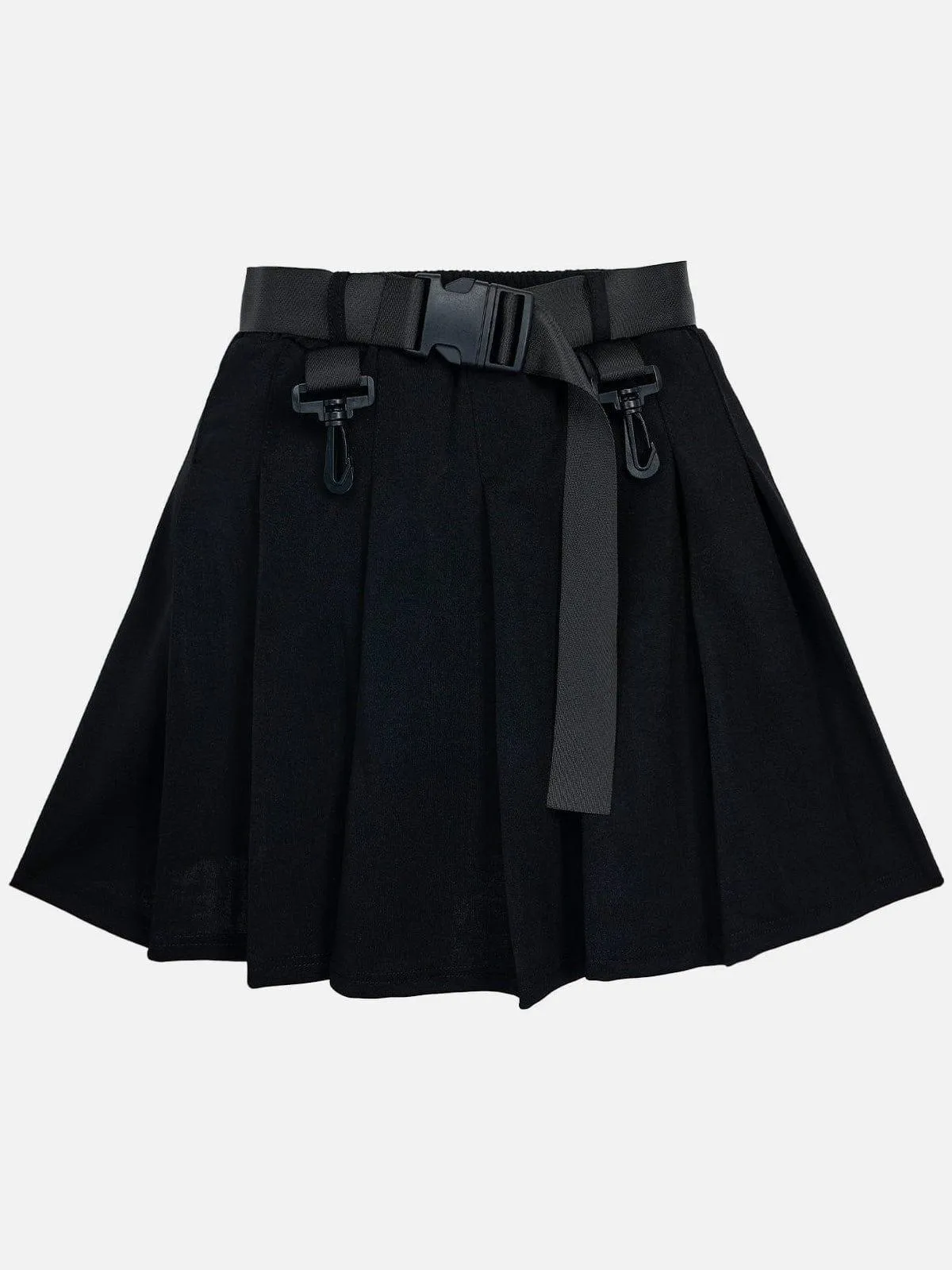 Techwear Personality Belt High Waist Pleated Skirt
