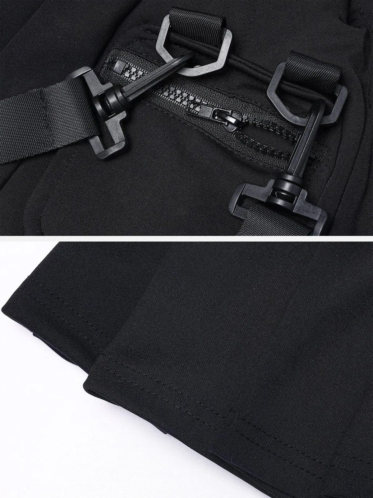 Techwear Personality Belt High Waist Pleated Skirt