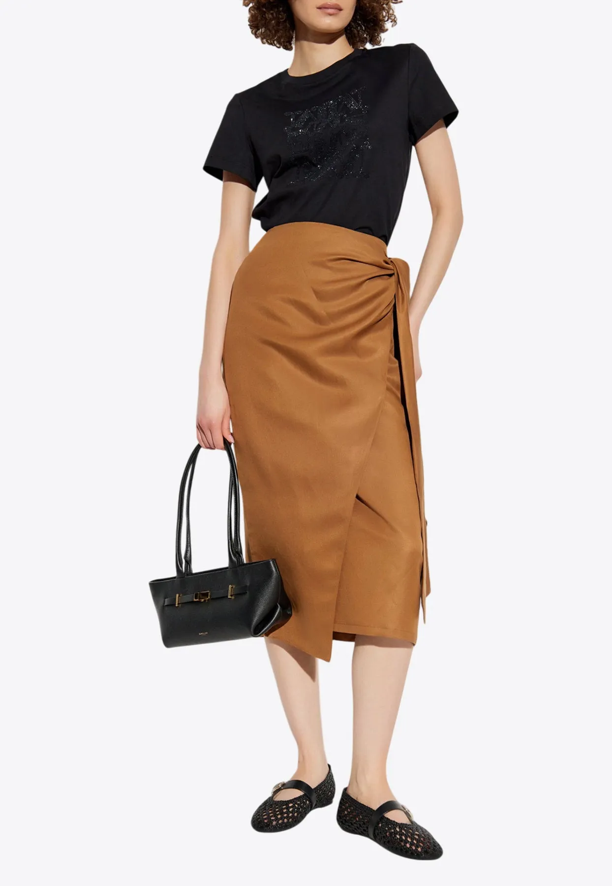 Tequila Linen and Silk Twill Midi Skirt