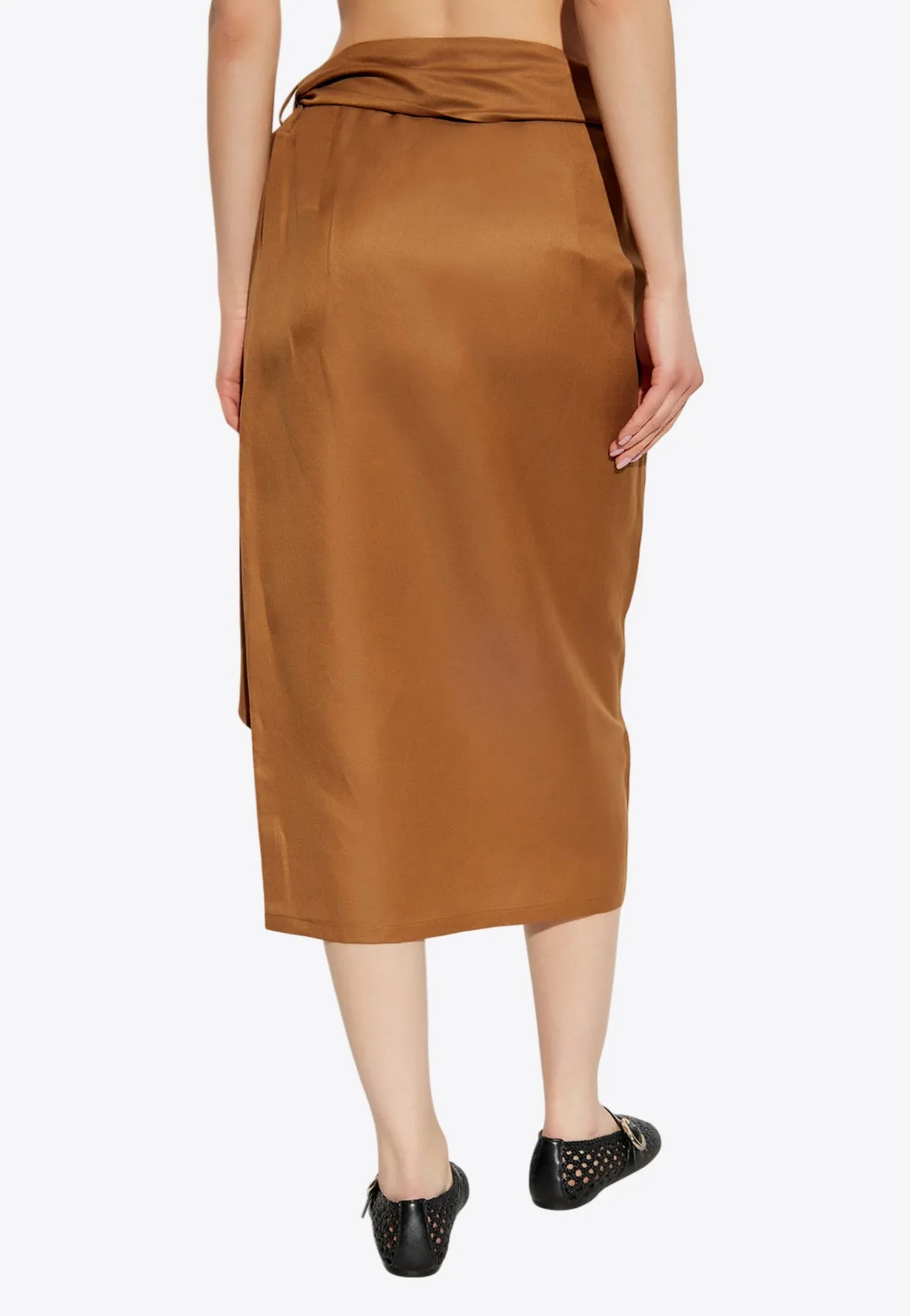 Tequila Linen and Silk Twill Midi Skirt