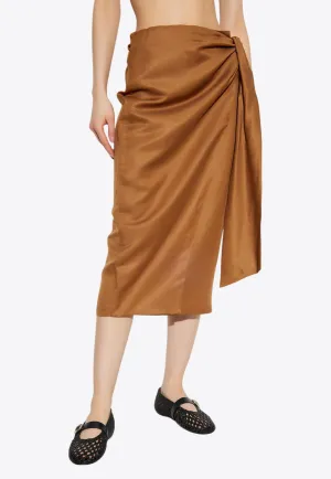 Tequila Linen and Silk Twill Midi Skirt