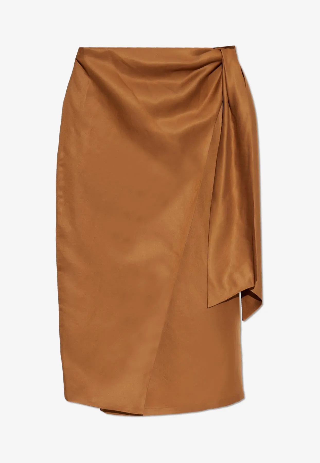 Tequila Linen and Silk Twill Midi Skirt