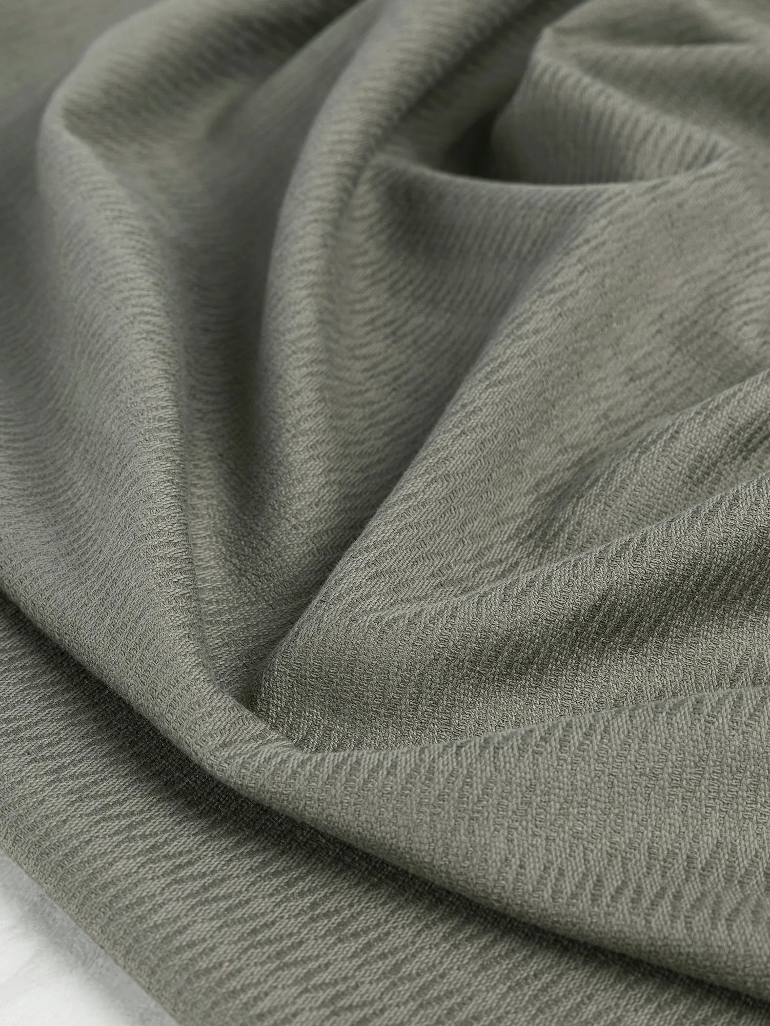Textured Cotton Jacquard Deadstock - Sage - Swatch