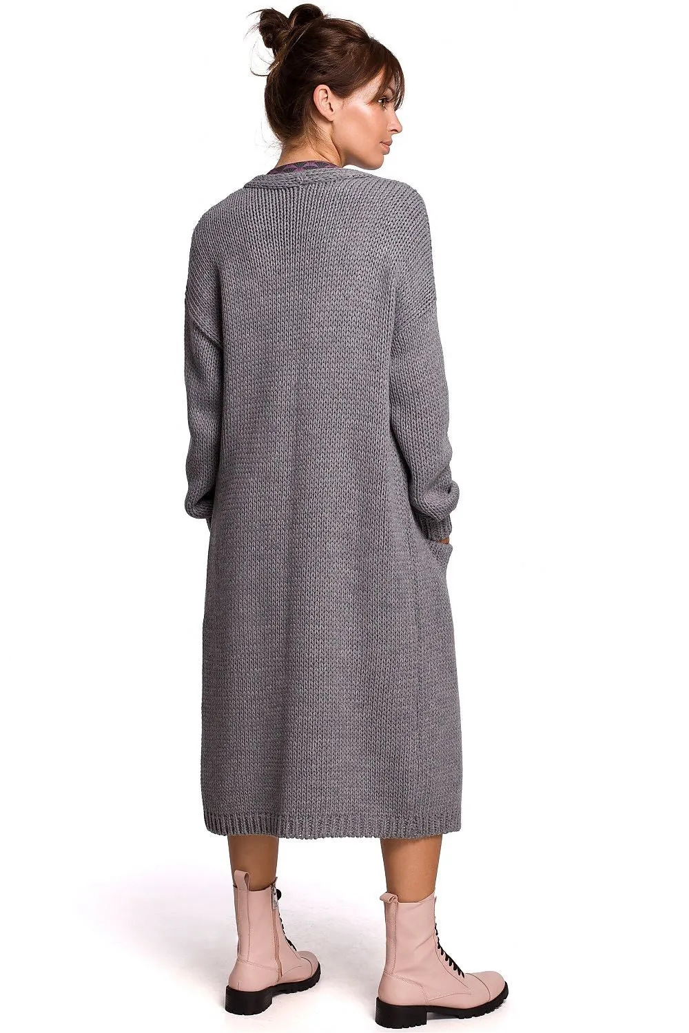 Textured Open-Front Cardigan with Pockets
