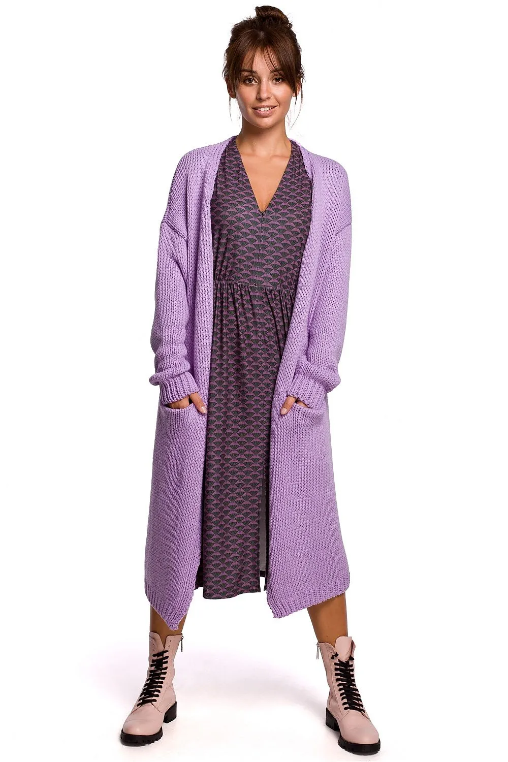 Textured Open-Front Cardigan with Pockets