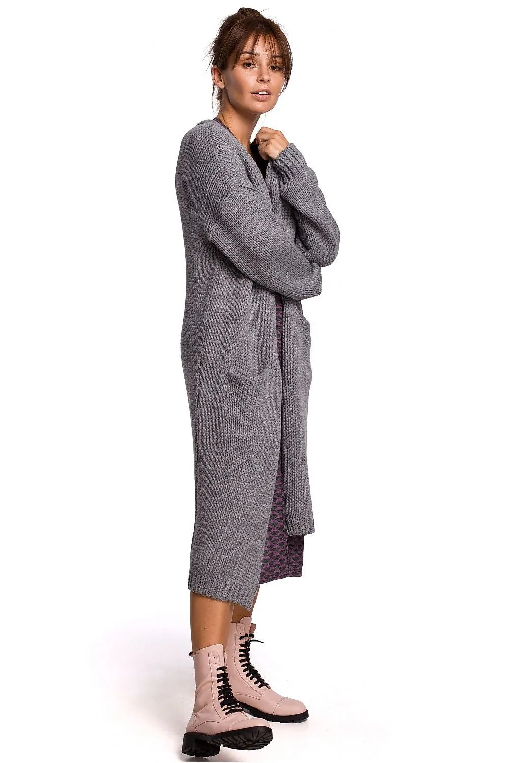 Textured Open-Front Cardigan with Pockets