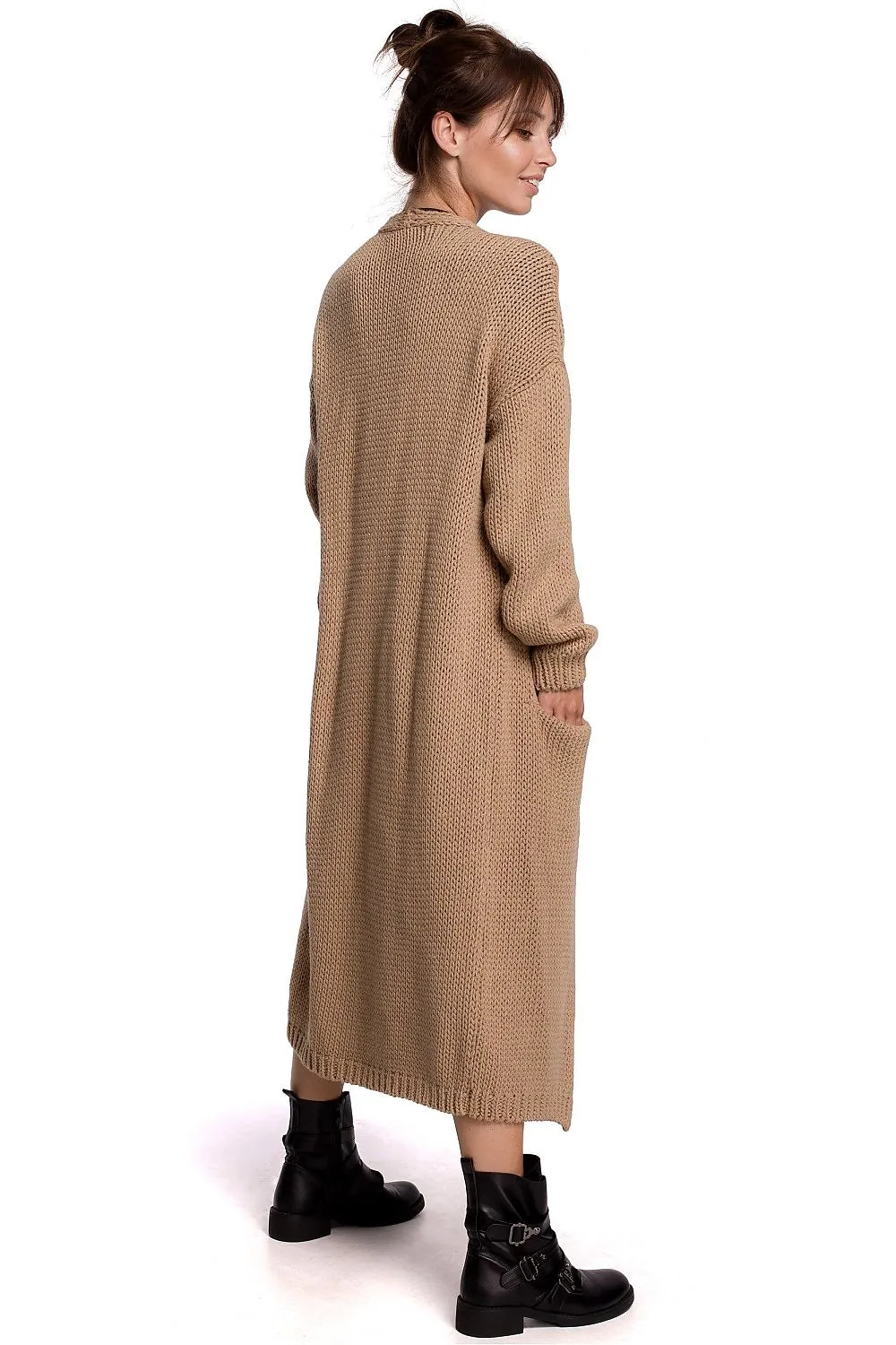 Textured Open-Front Cardigan with Pockets